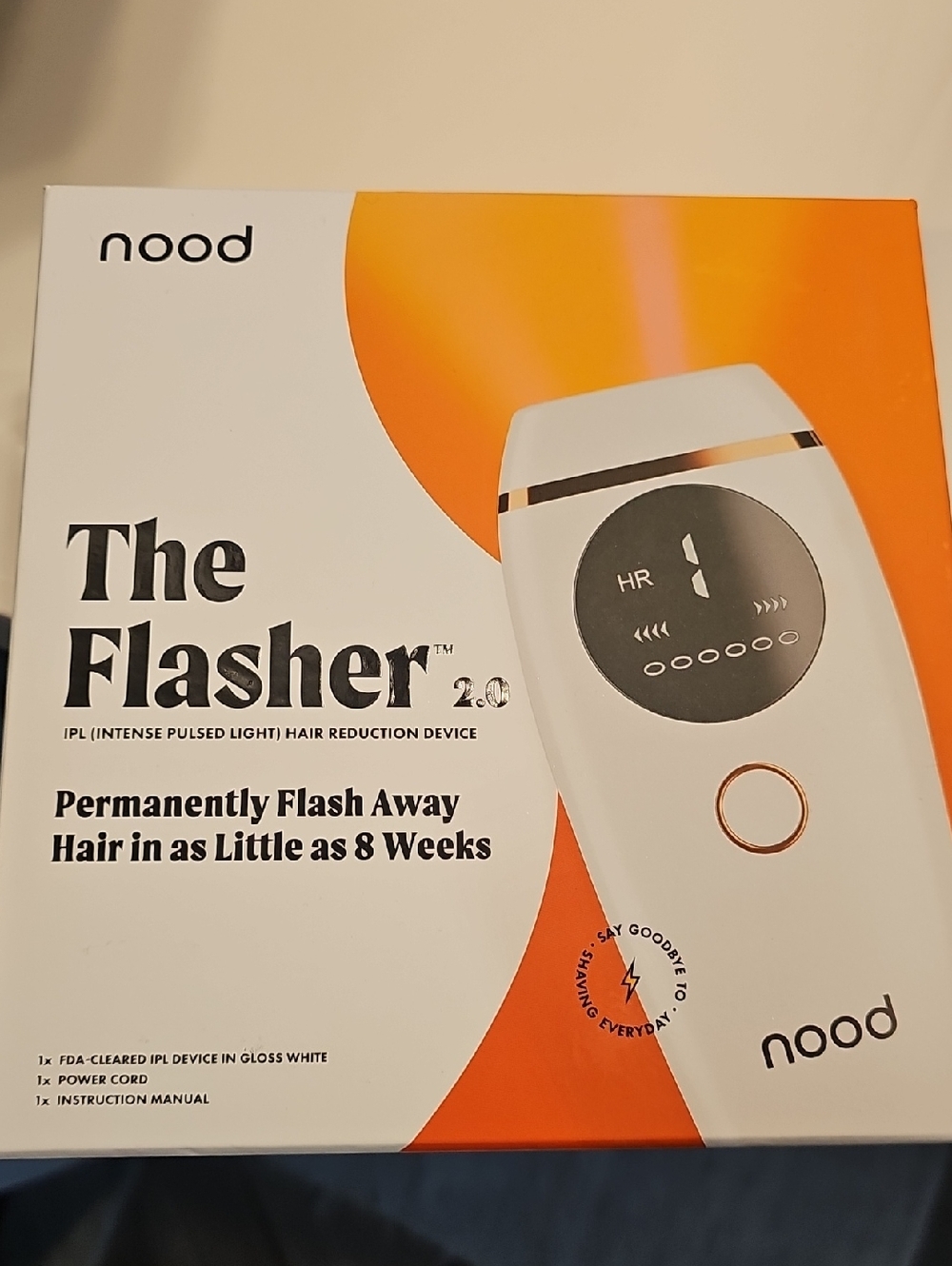 nood The Flasher 2.0 IPL Hair Reduction Device - White & Orange